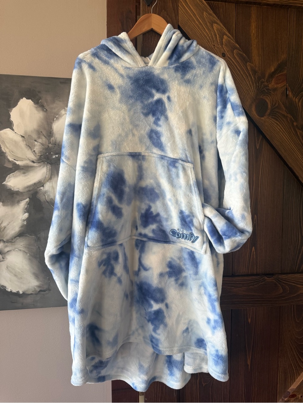 The Comfy Hoodie - Blue Tie Dye Plush Oversized Wearable Blanket